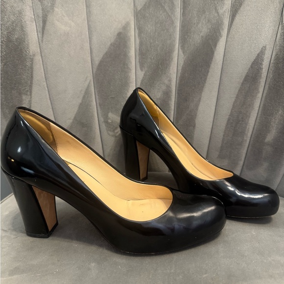 Cole Haan Nike Air Black Patent Leather Block Heel Pumps – Size 6 - Picture 1 of 10